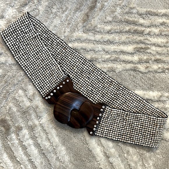 Natural Reflections Accessories - Beaded Wooden Belt Beachy Waist Band like NEW
